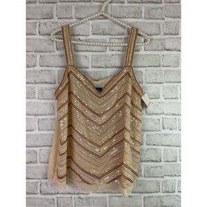 LIZ CLAIBORNE TANK TOP SLEEVELESS MULTICOLOR SEQUIN/EMBROIDERED BLOUSE